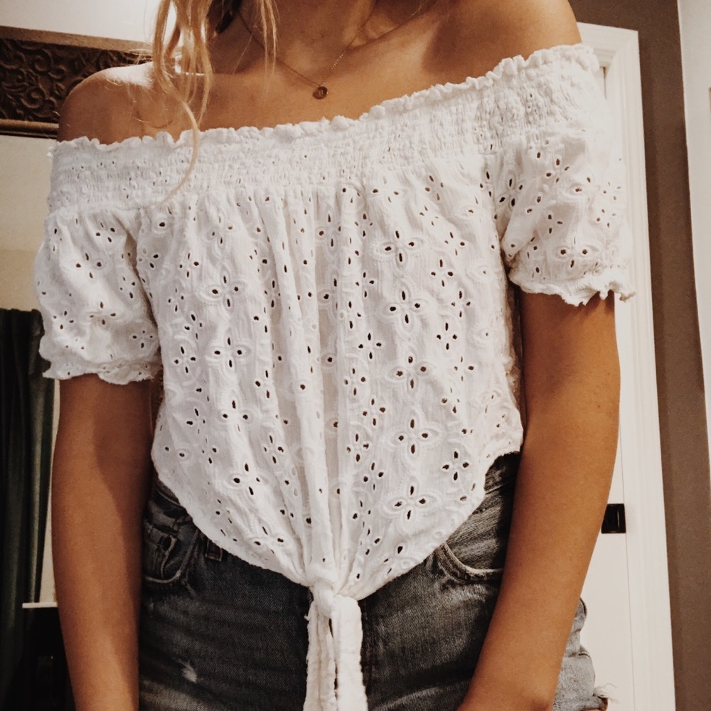 white off-the-shoulder top